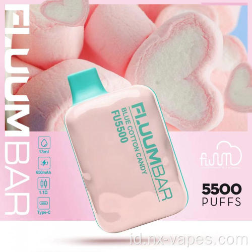 100% Bar Fluum Asli 5500 Puffs Grosir